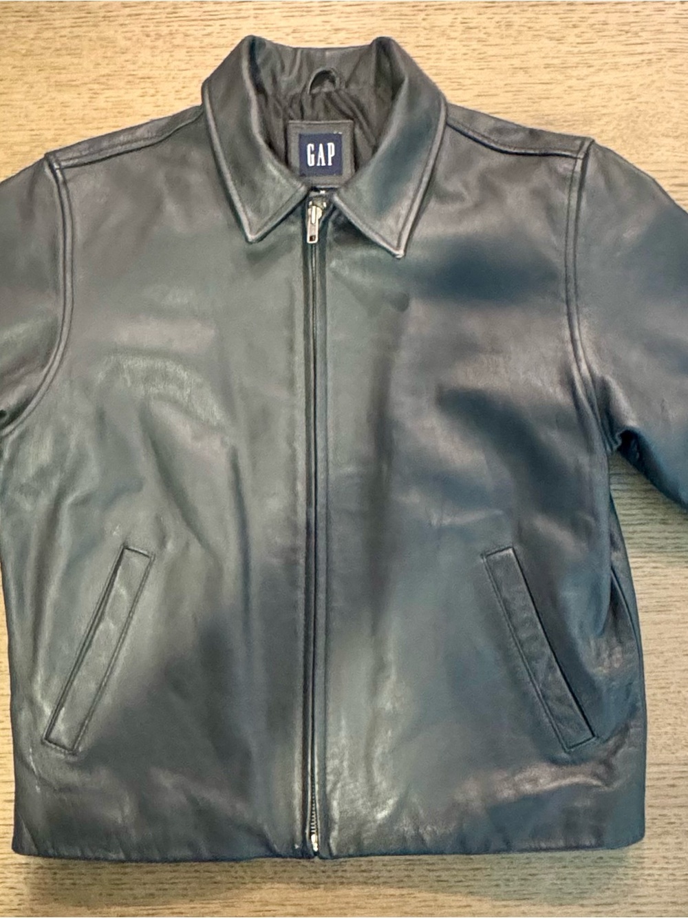 GAP Y2K Black Leather Bomber Jacket for Kids